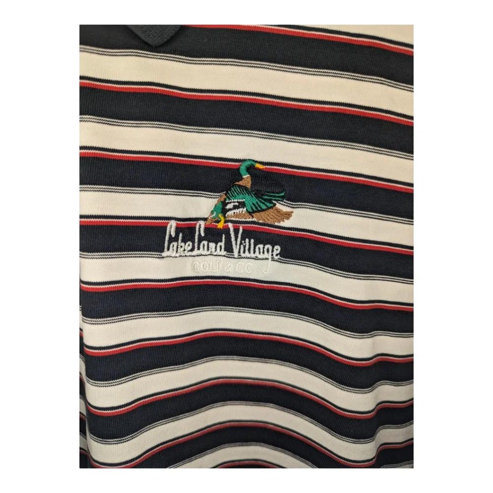 Adidas Lakeland Village Golf Course ClimaLite stripe Polo. Men's large.